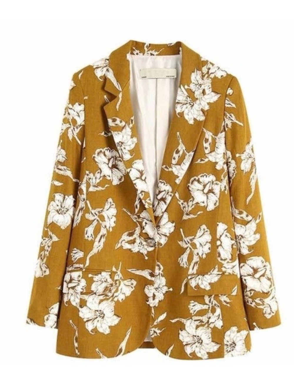 Zara Mustard Yellow Floral Blazer Jacket size Small NWOT *matching pant avail*